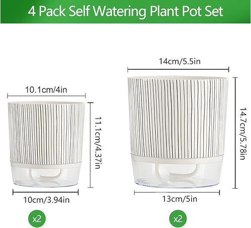 4 Pack Self Watering Pots Set, 4+5.5 Inch Self Watering Pots - Image 2