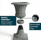 Urn Planters 22", Tall Stone-Resin Pedestal Planters - Image 9