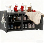2-Tier Storage Bench, Waterproof UV-Resistant Outdoor Shoe Storage Cabinet by NBYSGO