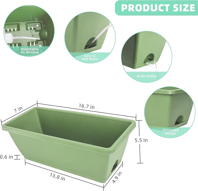 Window Box Planter, 12 Pack Plastic Vegetable Flower Planters Boxes 17 Inches - Image 4