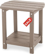 Adirondack Square Outdoor Side Table, 2-Tier Storage Patio Side Table, HDPE End by GARDENSTAR