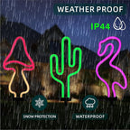 Flamingo Cactus and Mushroom Solar Garden Stake Lights Outdoor Waterproof Neon - Image 5