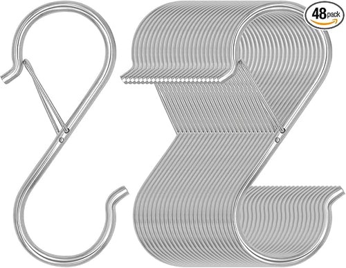 48 Pack S Hooks for Hanging, 3.5 inch Heavy Duty Metal S Hooks by Waitkey