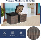 Tangkula 2 Pieces Patio Ottomans, Patiojoy Hand-Woven PE Rattan Side Table - Image 7