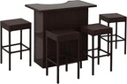 Outsunny 5 Pcs Rattan Wicker Bar Set, High Top Outdoor Table and Chairs by Outsunny