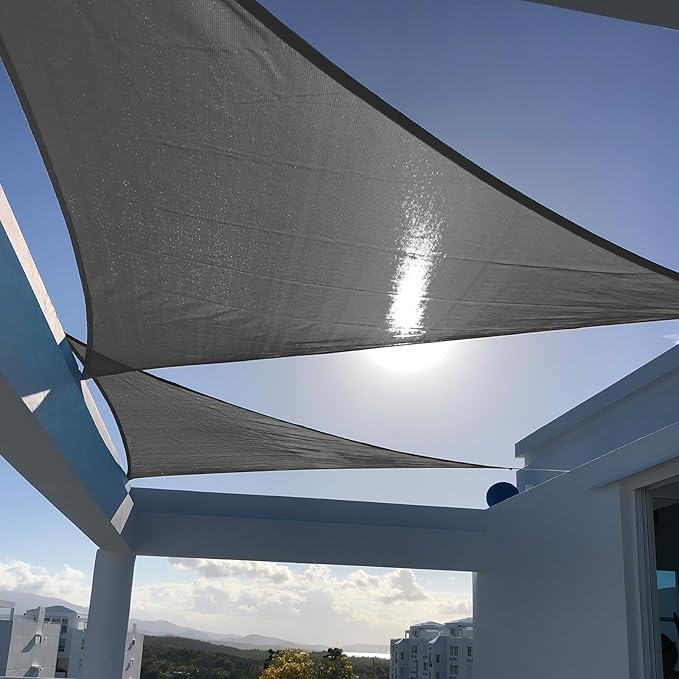 SUNNY GUARD Custom Size 13'x16'x16' Triangle Dark Grey UV Block Sunshade by SUNNYGUARD