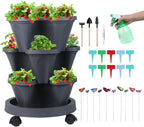Vertical Planter 3 Tier Stackable Planters Garden Planters Strawberry Herb by GameXcel