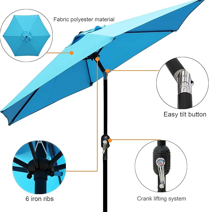 Blissun 7.5 ft Patio Umbrella, Yard Umbrella, Outdoor Market Umbrella - Image 2