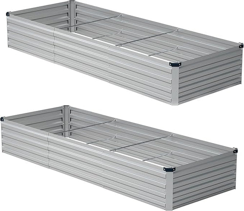 10x2x1ft Galvanized Raised Garden Bed, Outdoor Planter Boxes Metal Patio Kit by Zunatu