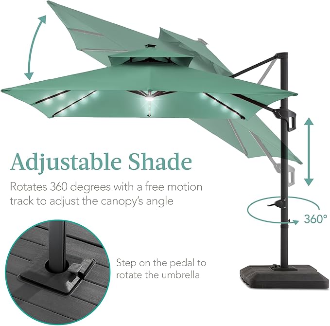 Best Choice Products 10x10ft Cantilever Patio Umbrella w/Base Included - Image 4