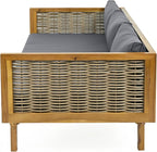 Merax 67.5" Outdoor Patio Daybed 3 Seater Sofa Bed, Acacia Wood Frame - Image 5
