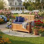 Tangkula 48 Inch Outdoor Wood Storage Bench Deck Box, Wooden Storage Loveseat - Image 5