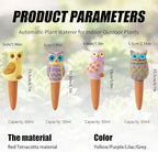 4 Pack Handmade Terracotta Owl Watering Spikes and Globes, Self-Watering Plant - Image 2