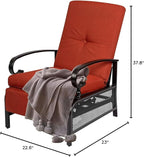Oakcloud Adjustable Outdoor Lounge Chair Metal Patio Relaxing Recliner Chair - Image 8