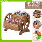 Wooden Wagon Planter Outdoor Flower Cart - Image 7