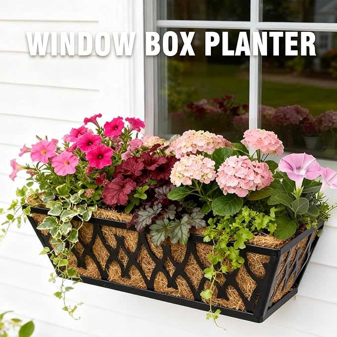 2 Pack 16 Inch Window Boxes Planters Railing Planter Box - Image 2