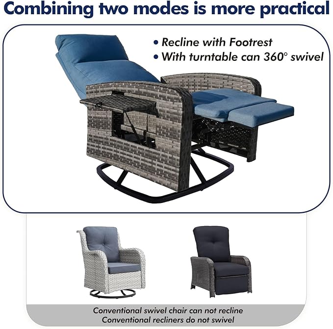 Outdoor Recliner Chair, Wicker Patio Recliners - Image 7