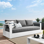 Modway Tahoe Aluminum Outdoor Patio Sofa in White Charcoal - Image 2