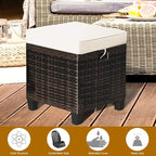 Tangkula 2 Pieces Outdoor Patio Ottoman, All Weather Rattan Wicker Ottoman Seat - Image 9