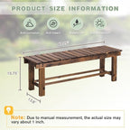 Outdoor Garden Bench, 3-Person Wood Patio Bench Weatherproof Outdoor Backless - Image 2