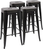 Devoko Metal Bar Stools 30" Indoor Outdoor Stackable Barstools Modern Style by DEVOKO