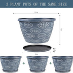 Outdoor Flower Pots for Plants Set of 3 Pack 11 Inch Planter Pot, Large Plastic - Image 2