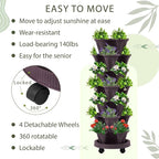 Umigy 2 Set Espresso Brown 7 Tier Vertical Planter Stackable Tower Planters - Image 4