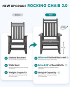 SERWALL Oversized Outdoor Rocking Chair Set of 4, HDPE Rocker - Image 5