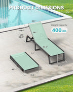 Aluminum Chaise Lounge Chair Outdoor, Foldable & Assembly Free Patio Pool - Image 2