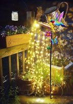 Solar Watering Can with Lights Outdoor Garden, 41in Large Hummingbird Garden - Image 8