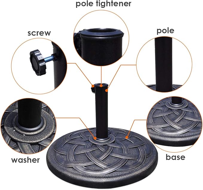 Giantex 43lbs Patio Market Umbrella Base, Heavy Duty Outdoor Stand, Cast Iron - Image 6