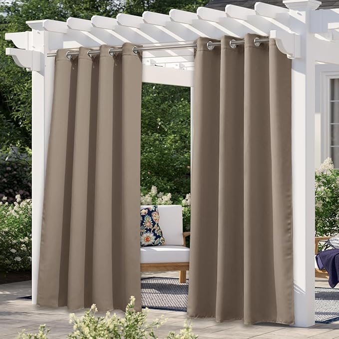 NICETOWN Morandi Brown Outdoor Curtains by NICETOWN