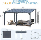 AECOJOY 14' x 12' Gazebo Outdoor Pergola, 12x14 Large Wall-Mounted Hard Top - Image 7