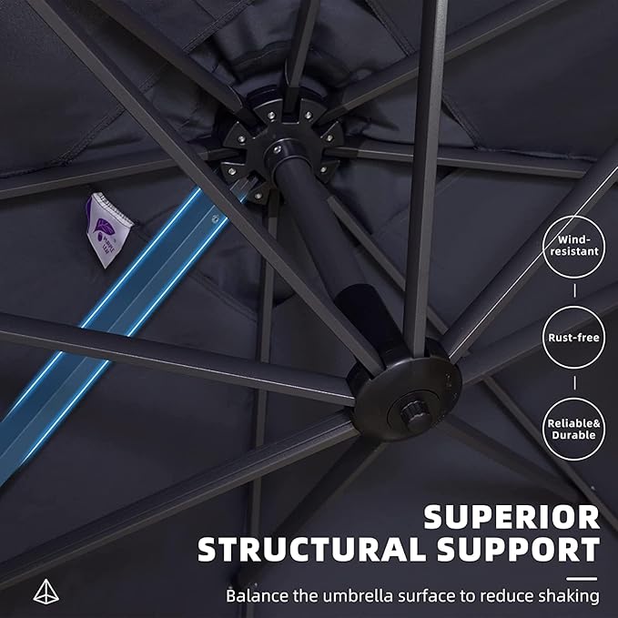 PURPLE LEAF 10' X 13' Patio Umbrella Outdoor Cantilever Rectangle Umbrella - Image 4