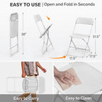 VINGLI 12 Pack White Plastic Folding Chair, Indoor Outdoor Portable Stackable - Image 3