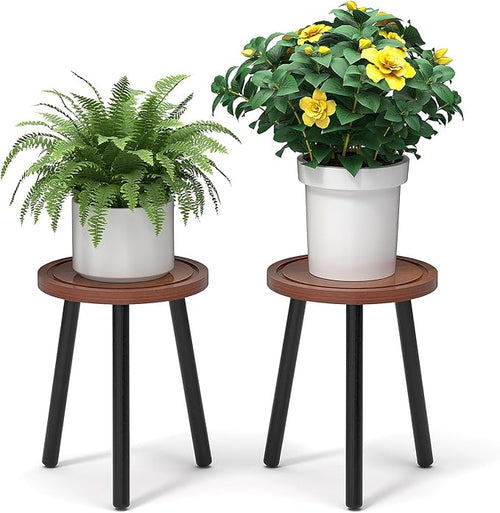 2-Pack Wood Plant Stands Indoor, 16.7" Tall Plant Stand Outdoor Mid-Century by Unknown