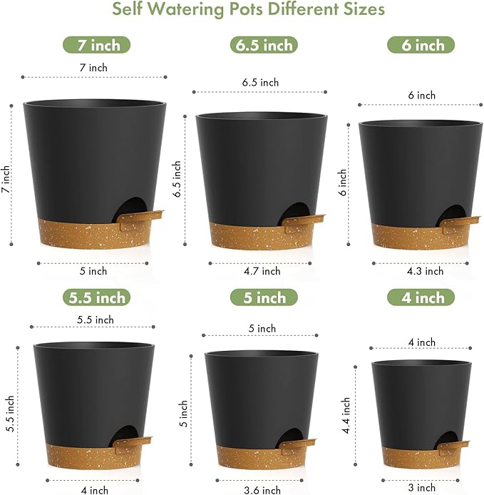 7/6.5/6/5.5/5/4 inch Self Watering Pots - Image 2