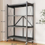 Kitchen Garage Metal Shelves, Storage Shelves Organizer, Foldable Metal Shelving - Image 2