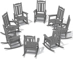 SERWALL Outdoor Rocking Chair Gray Set of 8, All Weather Patio Rocking Chair by SERWALL