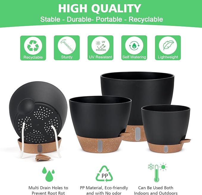 12" 10" 9" 8" Self Watering Pots - Image 5