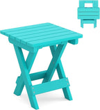 LUE BONA Small Outdoor Folding Side Table, HDPS Outside End Table by LUEBONA
