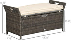 Outsunny 29 Gallon Patio Wicker Storage Bench, Outdoor PE Rattan Patio Furniture - Image 3