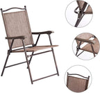 Giantex Set of 2 Patio Folding Chairs, Outdoor Patio Dining Chairs w/Armrest - Image 5