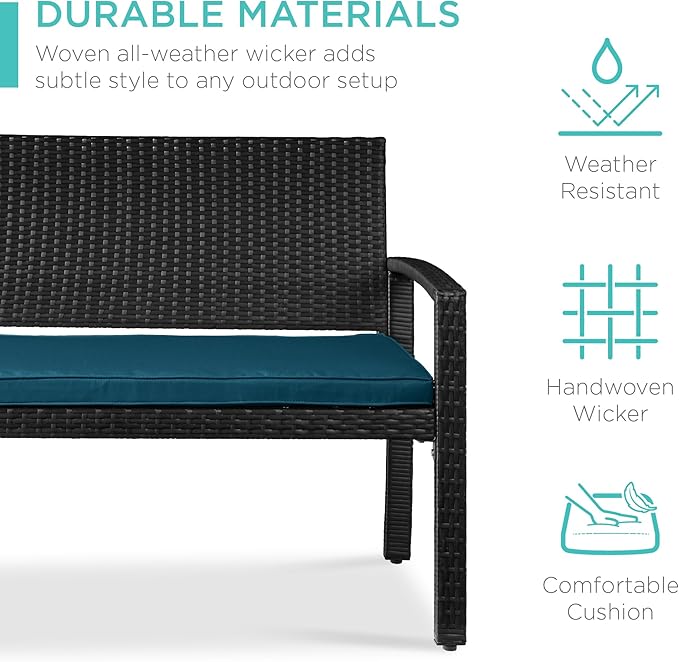 Best Choice Products Outdoor Bench 2-Person Wicker Garden Patio Benches Seating - Image 5