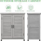 Outdoor Potting Bench with Storage Cabinet and Metal Top, Wood Workstation - Image 4