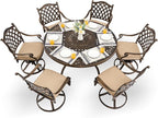 7-Piece Cast Aluminum Patio Furniture, Patio Dining Set by Unknown