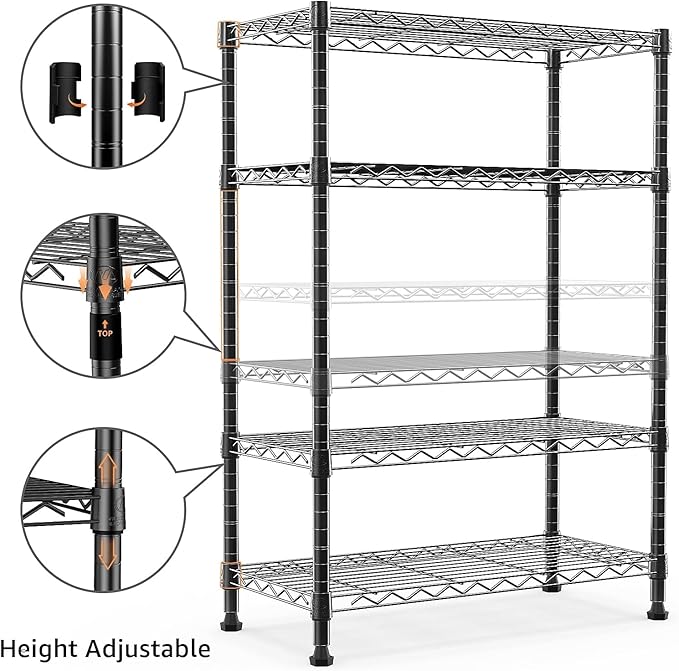 Xcity Storage Shelves, 4 Tier Heavy Duty Metal Shelving Unit, 1600 LBS Capacity - Image 4