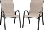 Patio Dining Chairs Set of 2, Outdoor Stackable Chairs, Breathable Seat and by VonzoyHome