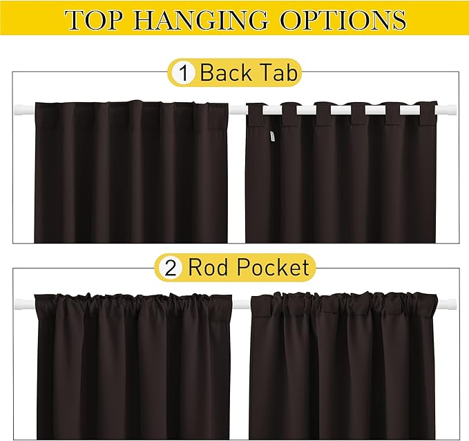 NICETOWN 2 Panels Outdoor Curtains Waterproof Pocket & Back Tab on Top & Bottom - Image 3