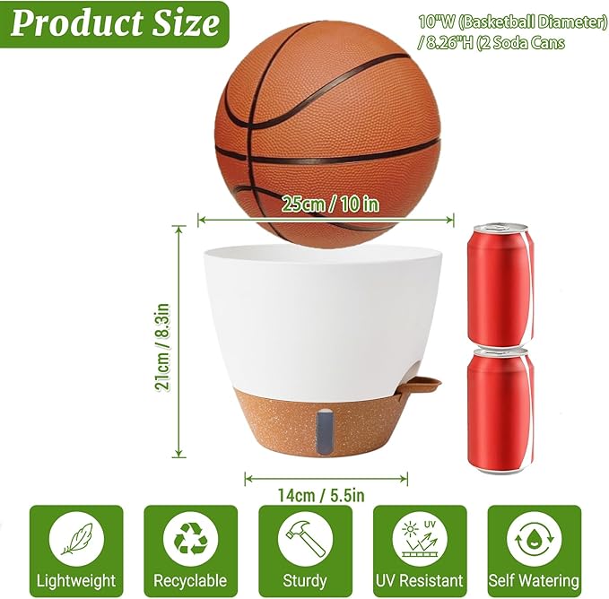 2 Pack 10 inch Plant Pots, Plastic Self Watering Planters - Image 6